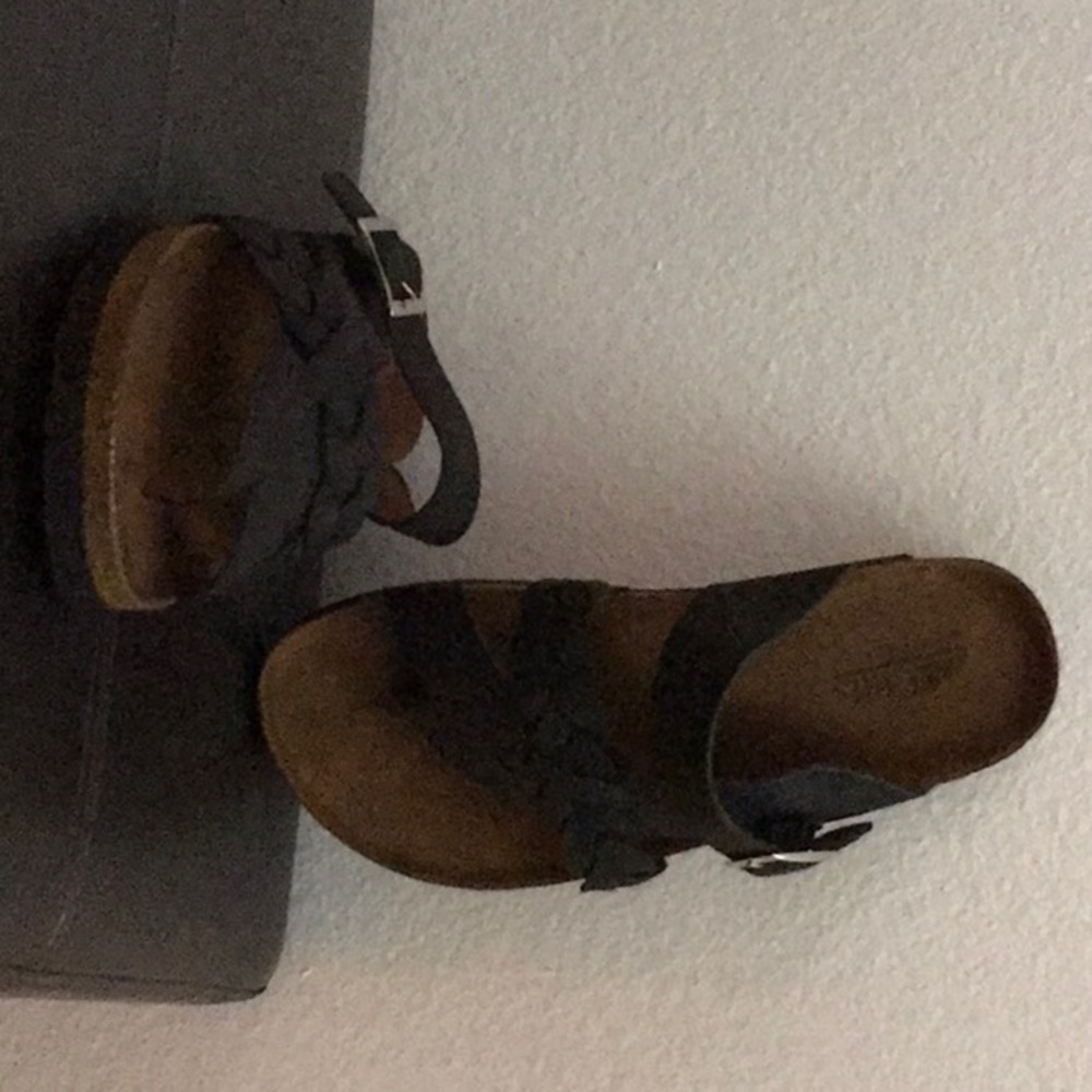 Black slip on sandals